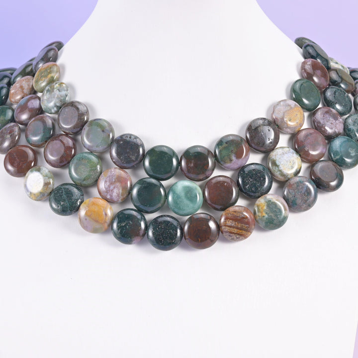 Indian Agate beads, coin shape, 15mm