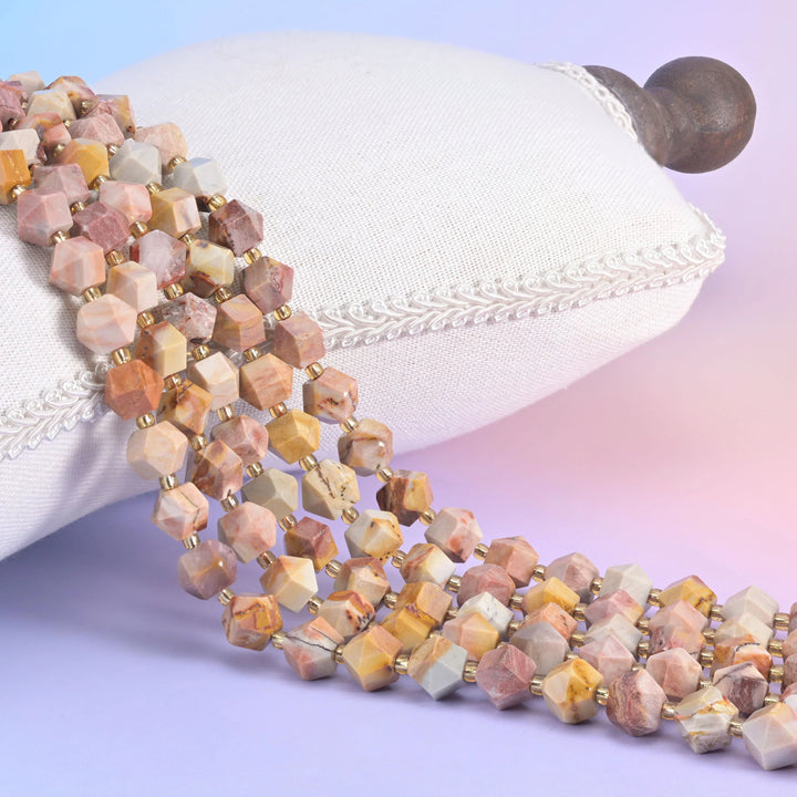 Diamond cut gemstone beads, 10mm faceted 8 sided cut.