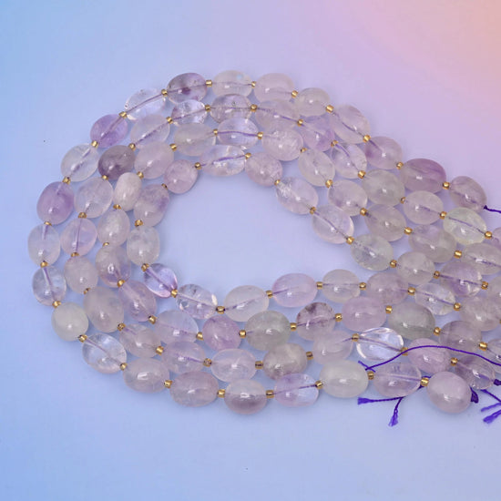 Lavender Amethyst oval nugget beads in soft lavender