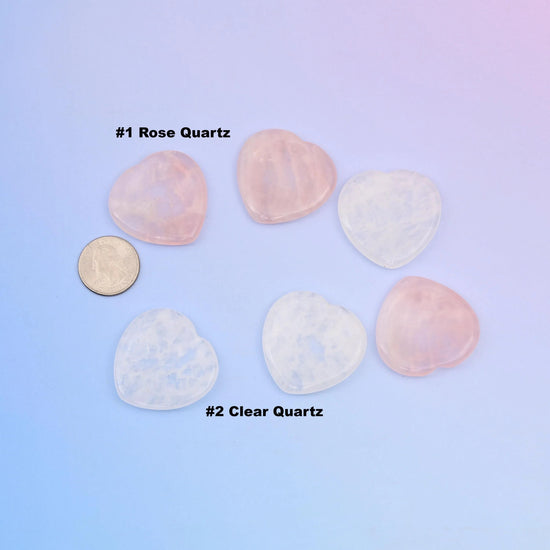 Heart worry stone, flat puffed heart shape, 40mm