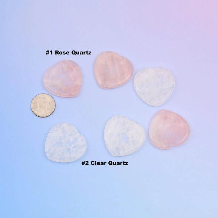 Heart worry stone, flat puffed heart shape, 40mm