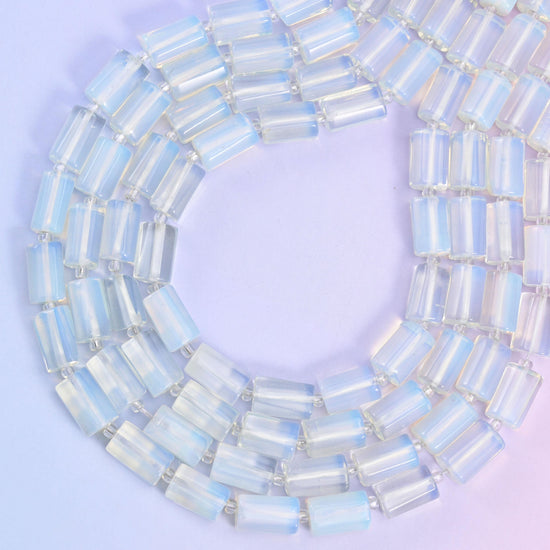 Opalite Faceted Tube Beads, approximately 28 beads per strand