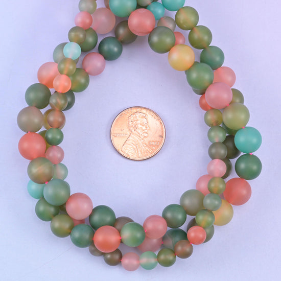 Green Yanyuan Agate Matte Round Beads 6mm 8mm 9mm Jewelry Making 14 Inch Strand