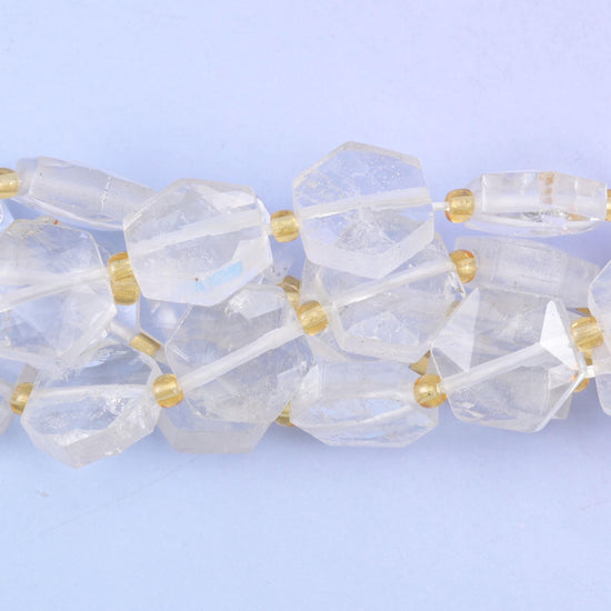 Clear quartz hexagon beads, hole approximately 1.0mm