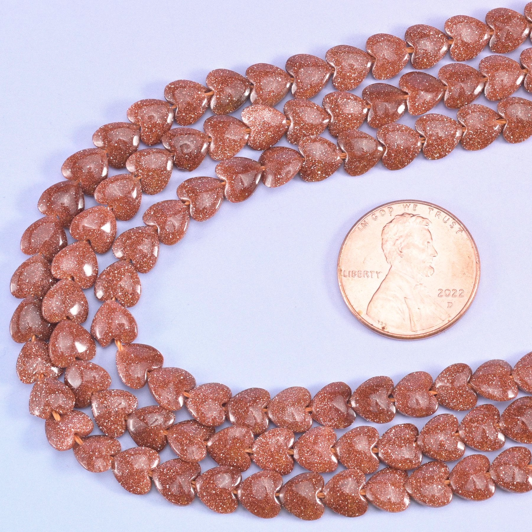 Gold Sandstone Heart Beads, 15 inch strand