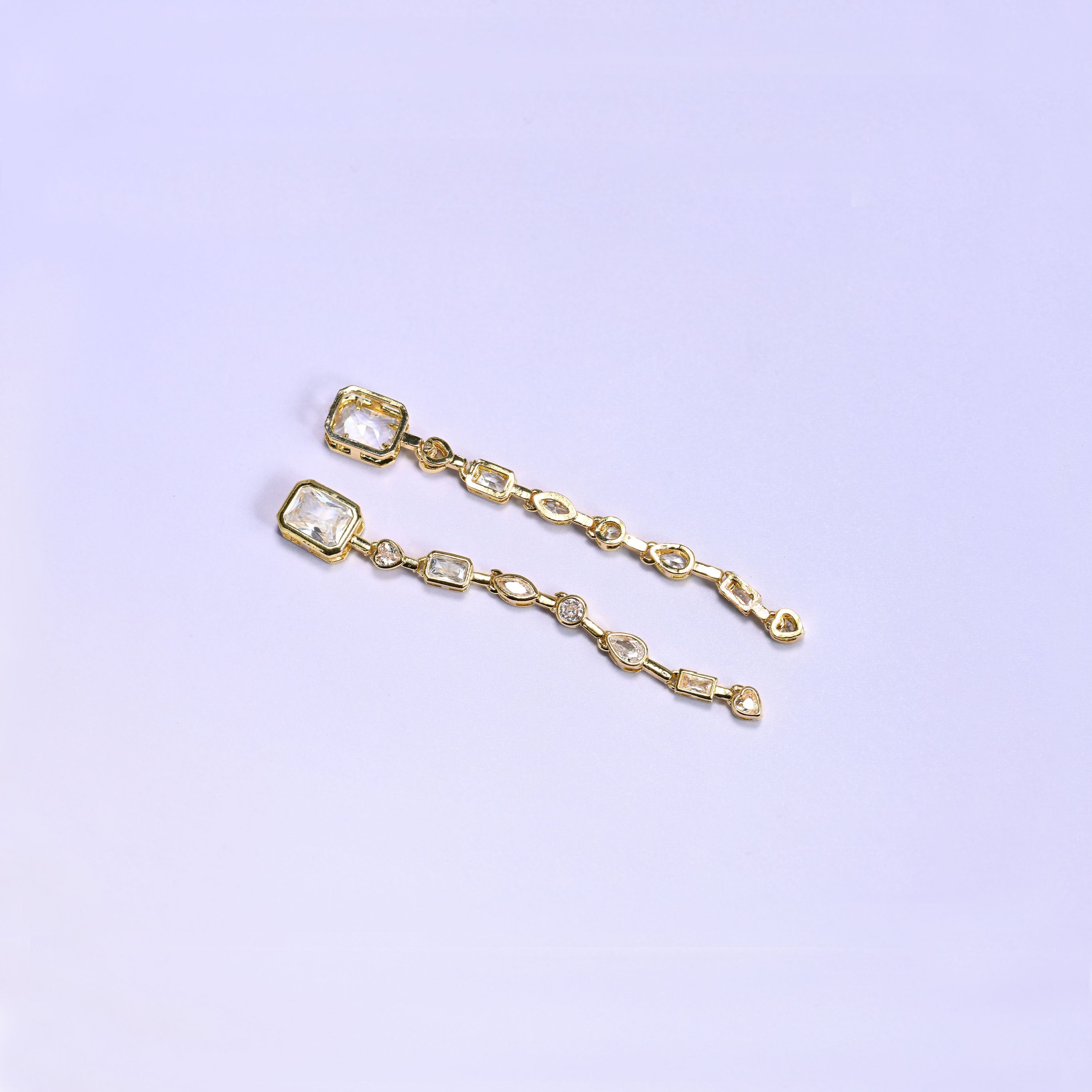 18K Gold Plated Bezel Zircon Chain Connector 67mm in clear and gold
