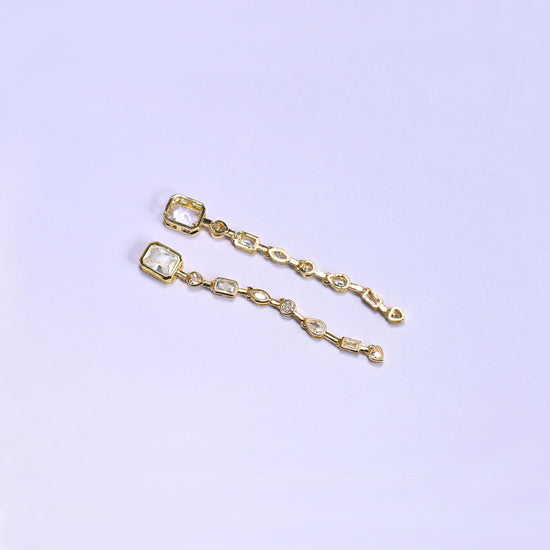 18K Gold Plated Bezel Zircon Chain Connector 67mm in clear and gold
