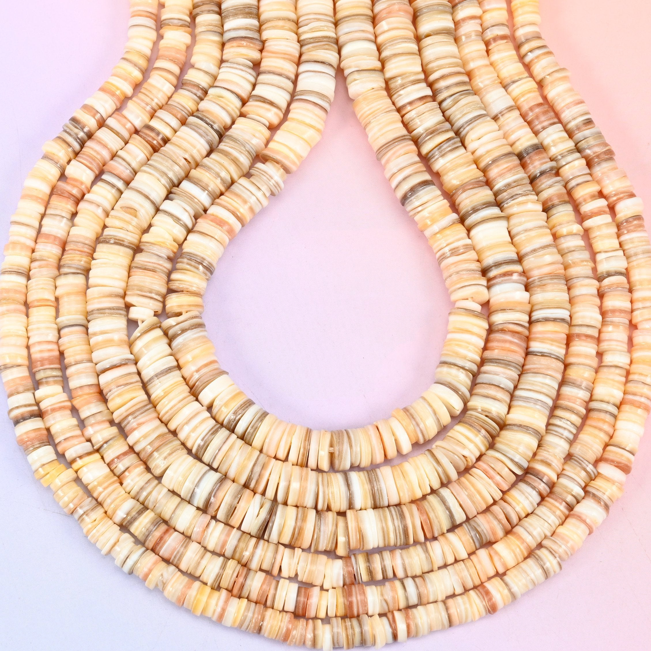 Natural Shell Round Disc Spacer Beads, hole 0.9mm