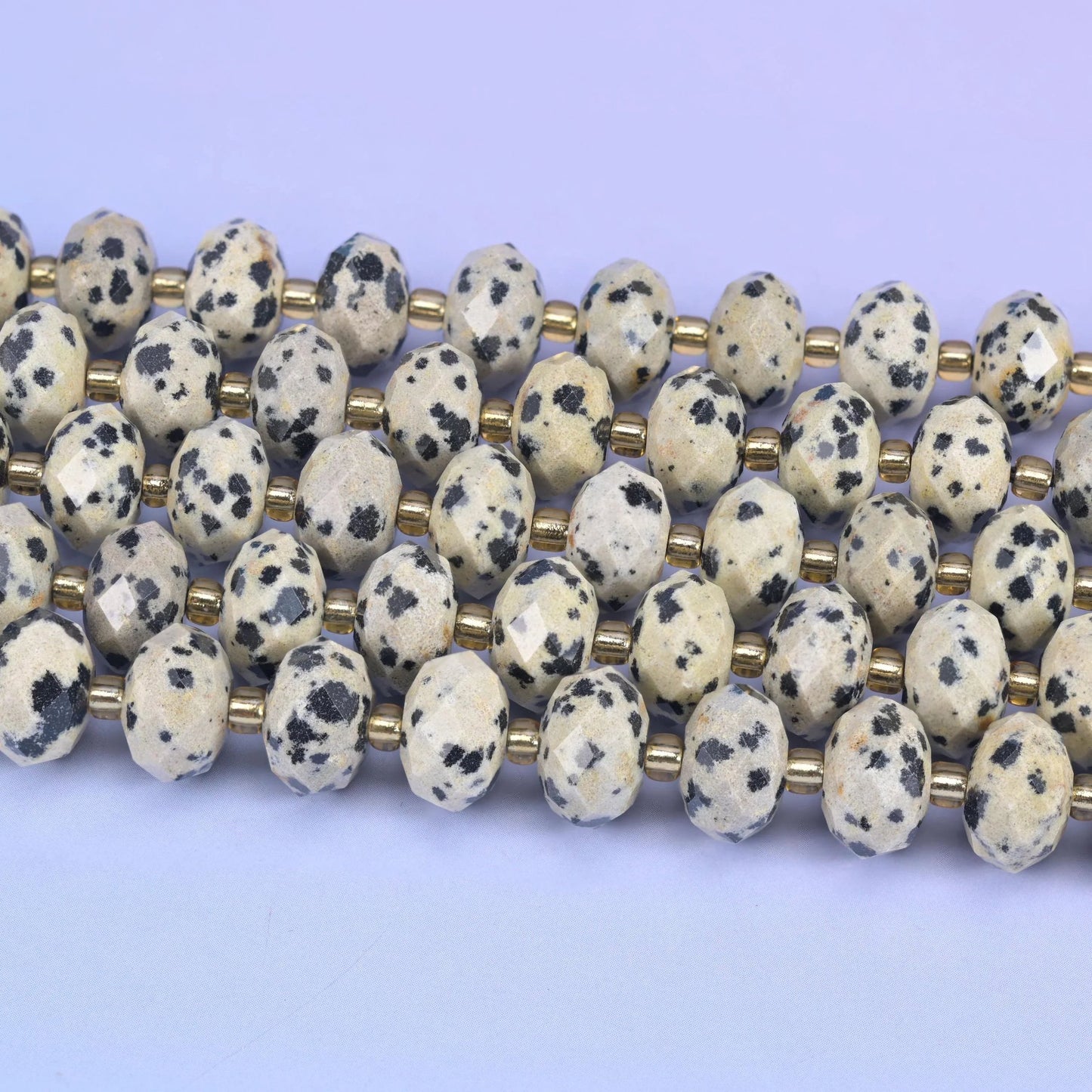Dalmatian Jasper Faceted Rondelle Beads, 15.5 inch strand