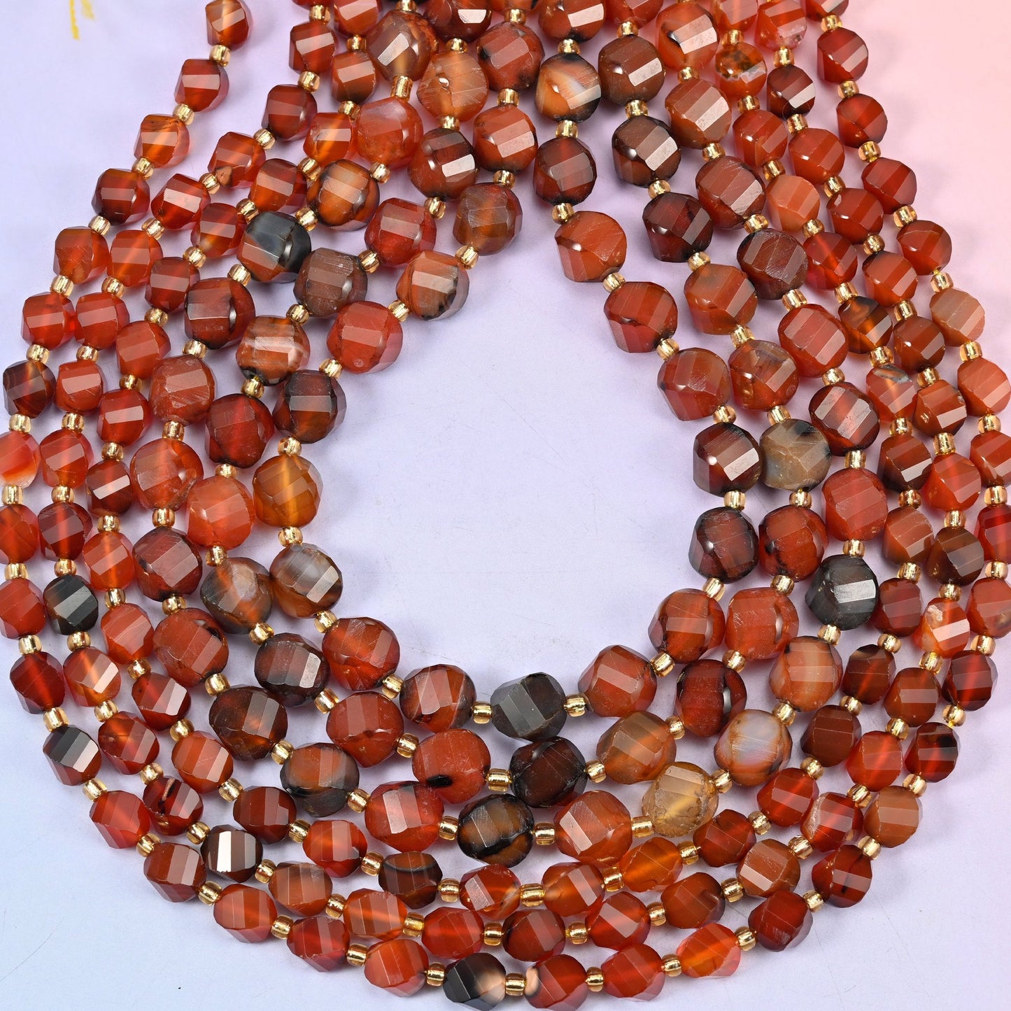 Red Agate spiral twist beads, hole approximately 1.2mm