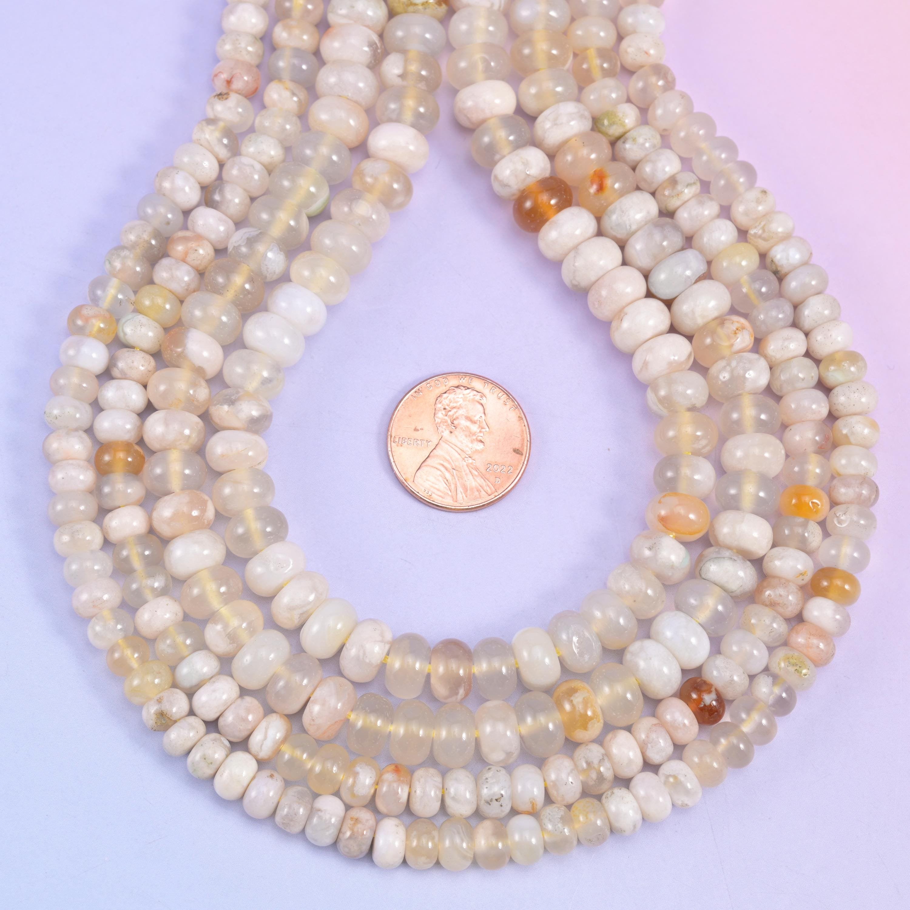 Natural Sakura Agate smooth rondelle beads for bracelets, necklaces, earrings, and layered jewelry designs