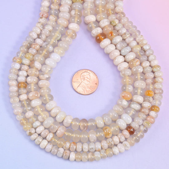 Natural Sakura Agate smooth rondelle beads for bracelets, necklaces, earrings, and layered jewelry designs