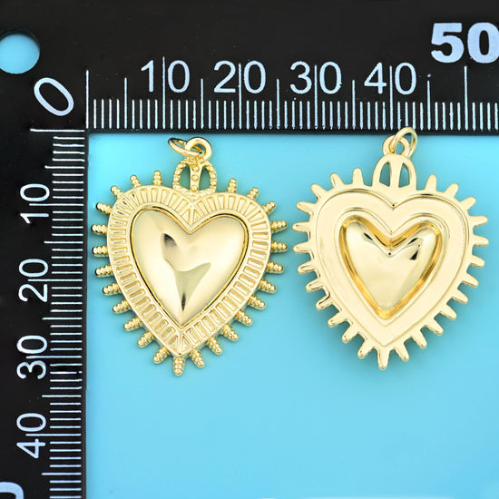 18K Gold Filled Spiked Heart Pendants for DIY Jewelry Making Supply