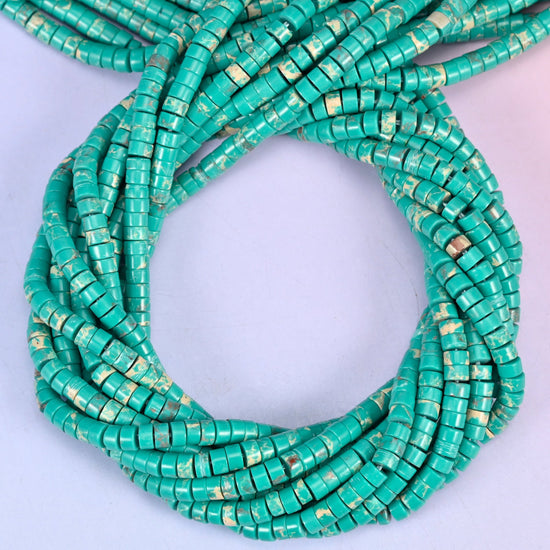 Green Shoushan Stone Smooth Heishi Disc Beads: Jewelry Making Supply, 15.5 Inch Strand