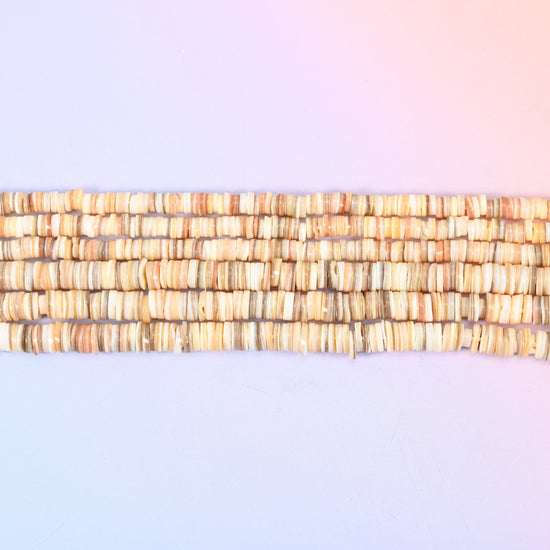 Natural Shell Round Disc Spacer Beads in cream, sand, taupe and blush tones