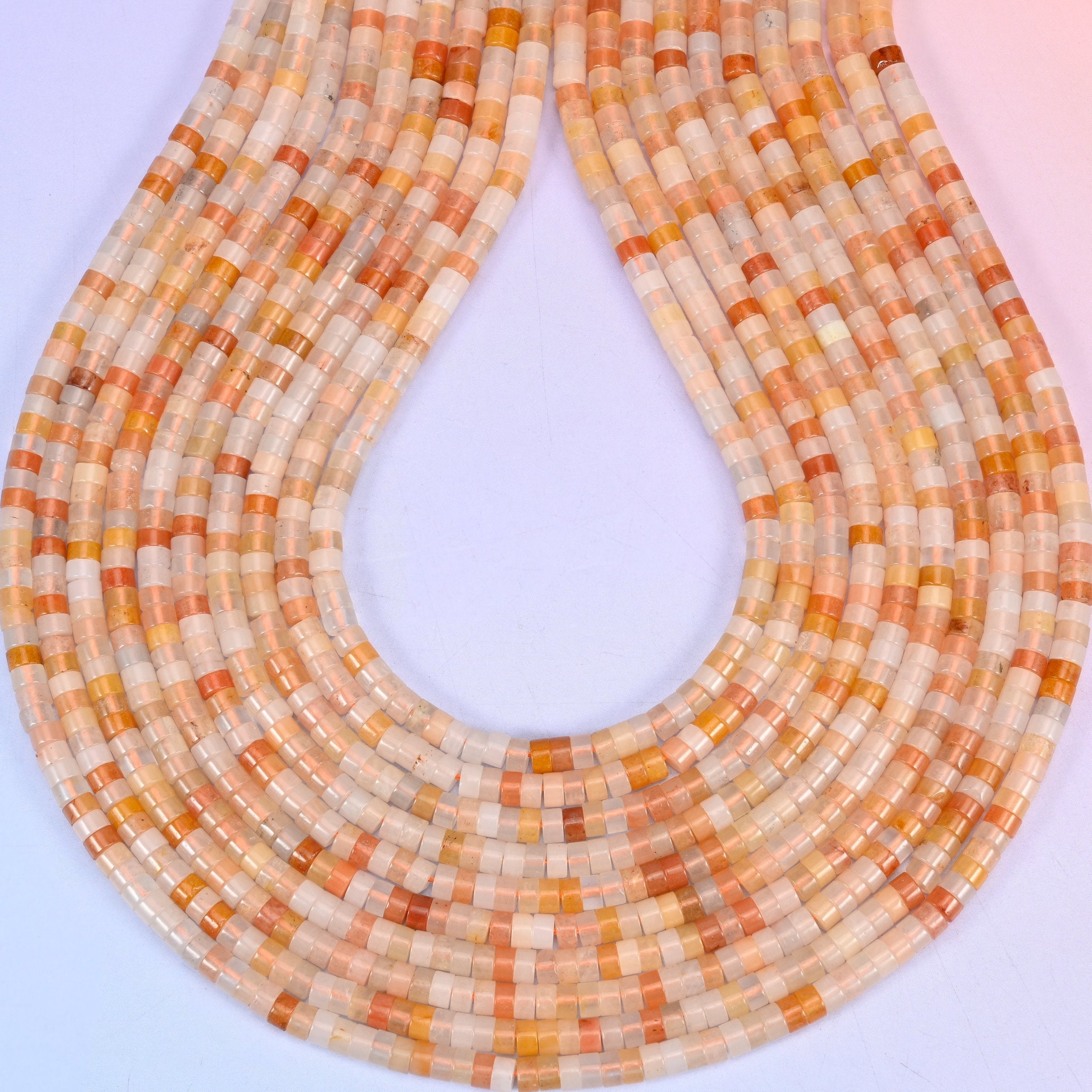 Pink Aventurine Smooth Heishi Disc Beads, hole 1.0mm
