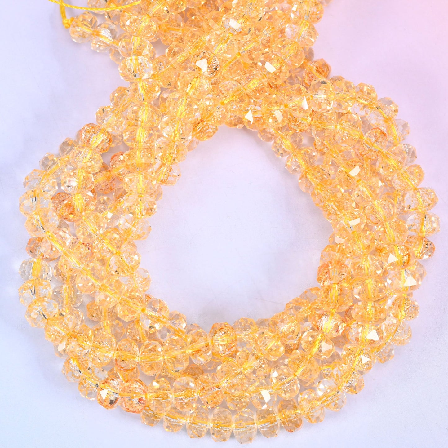 Transparent Gold Faceted Rondelle Glass Beads: Size 5x8mm, Jewelry Making Supply