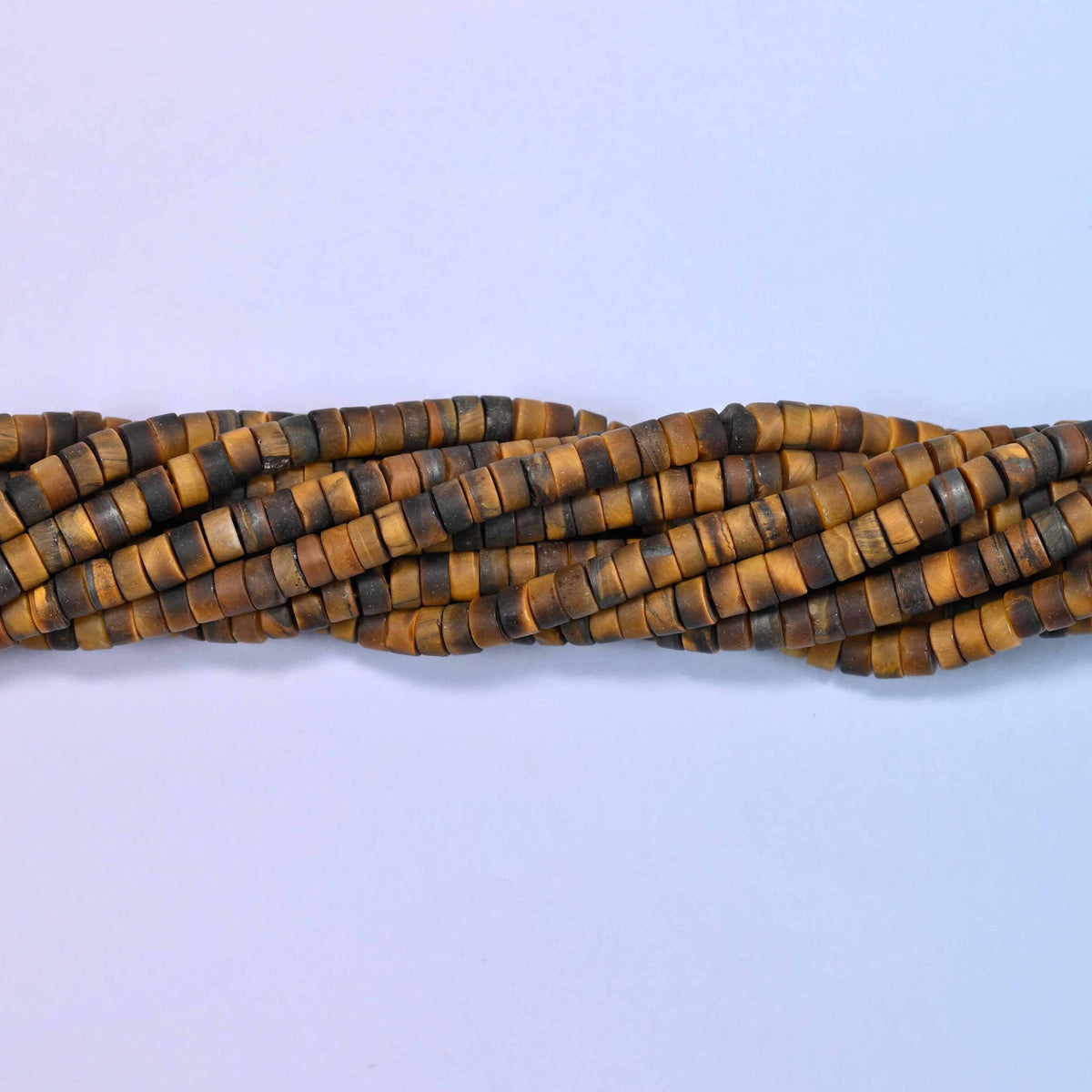 Matte tiger eye heishi disc beads, approximately 155 per strand
