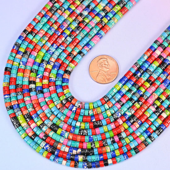Smooth heishi disc cut dyed Shoushan Stone beads