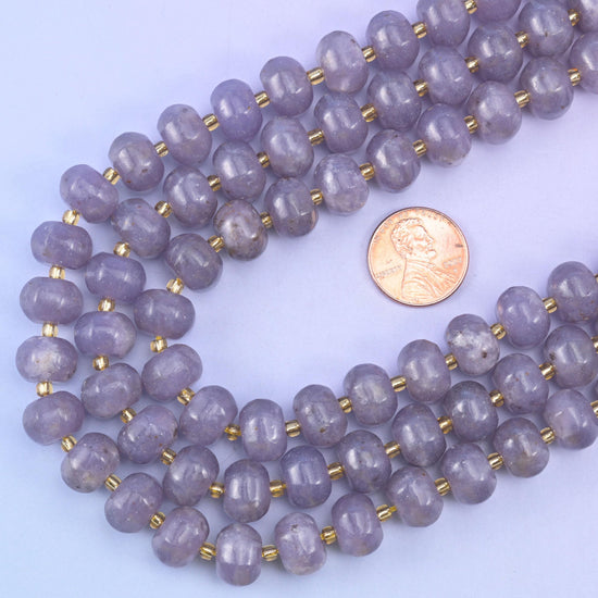 Lepidolite Pumpkin Rondelle Beads, 15 inch strand