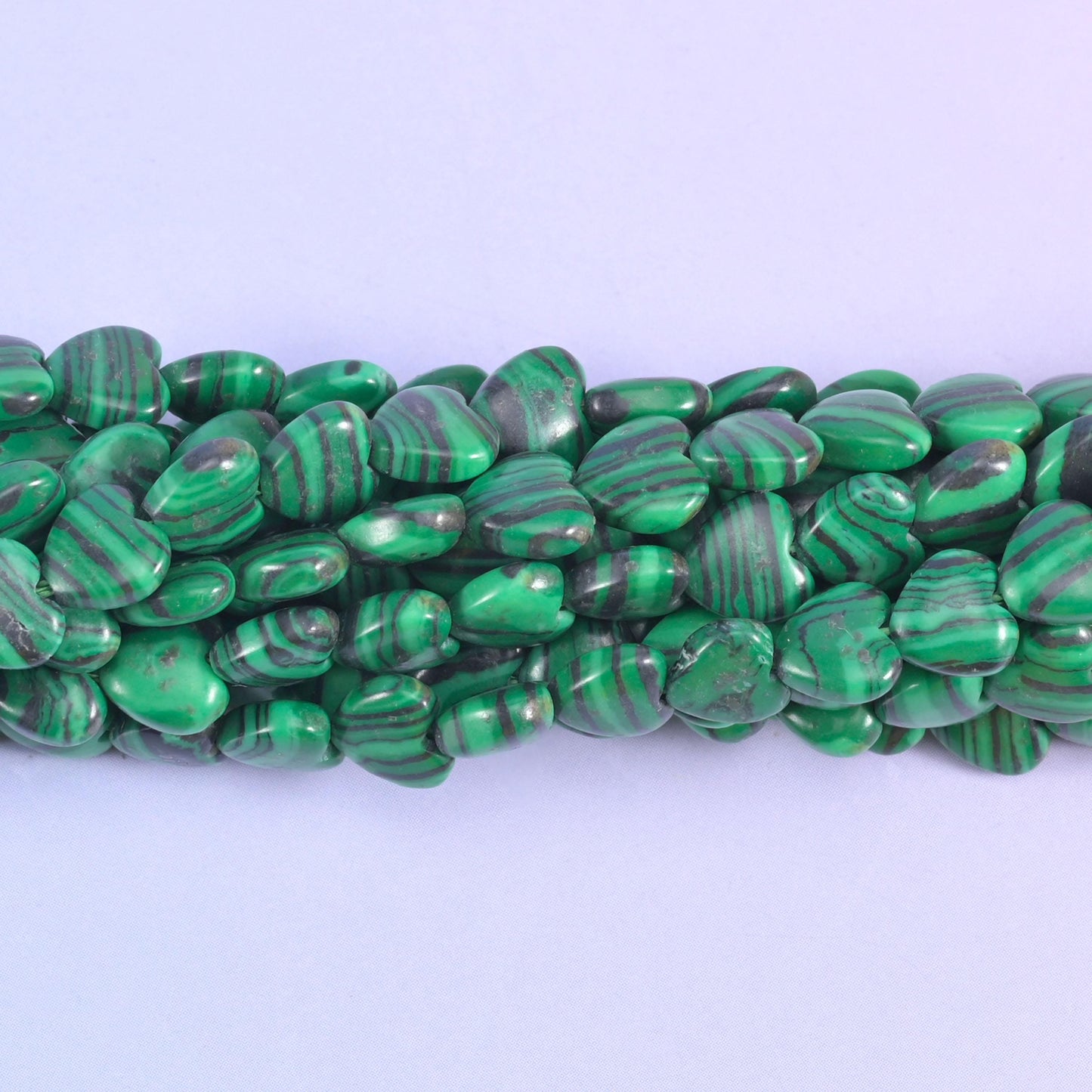 Green Malachite Heart Beads, approximately 70 beads per strand