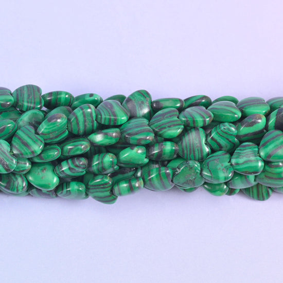 Green Malachite Heart Beads, approximately 70 beads per strand