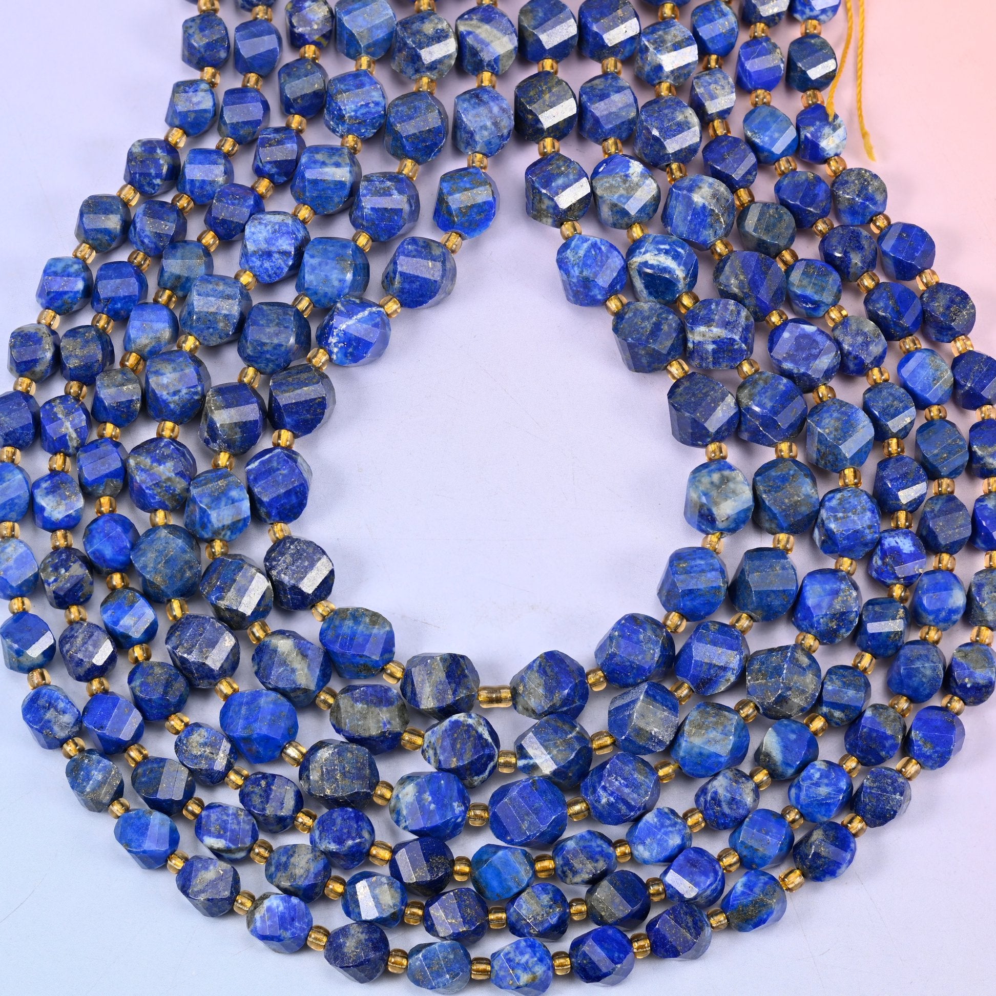 Lapis Lazuli Faceted Spiral Twist Beads, hole approximately 1.2mm