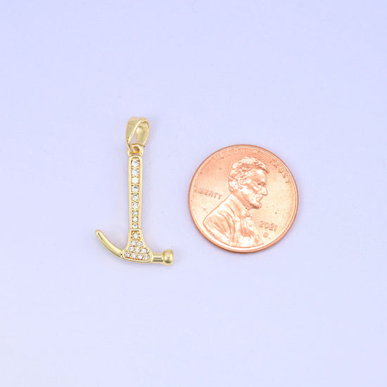 Hammer Zircon Charms: 18K Gold Plated Pendants, Jewelry Making Supply