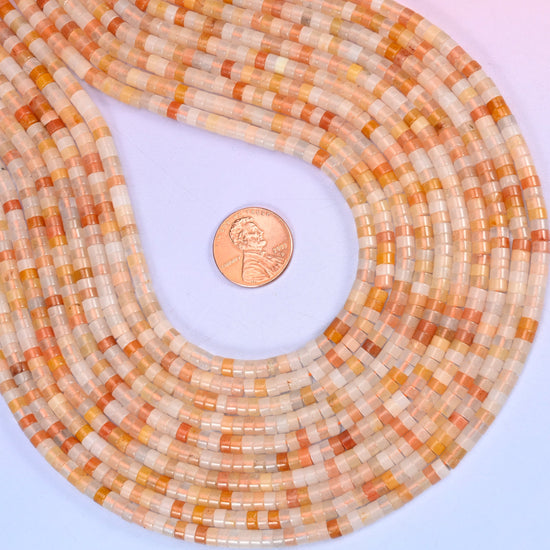 Pink Aventurine Smooth Heishi Disc Beads: Jewelry Making Supply, 15.5 Inch Strand