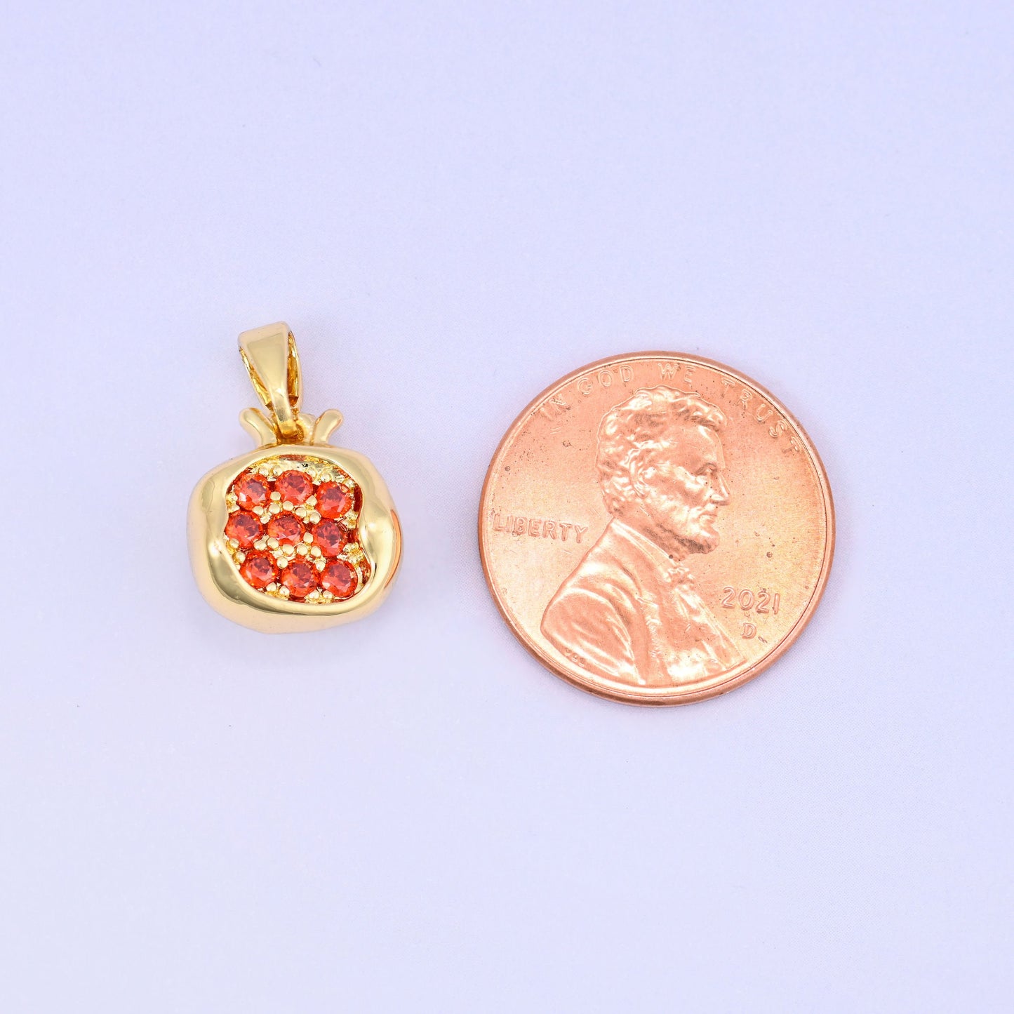 Half Pomegranate Charm Pendant, approximately 11.87mm x 11.36mm