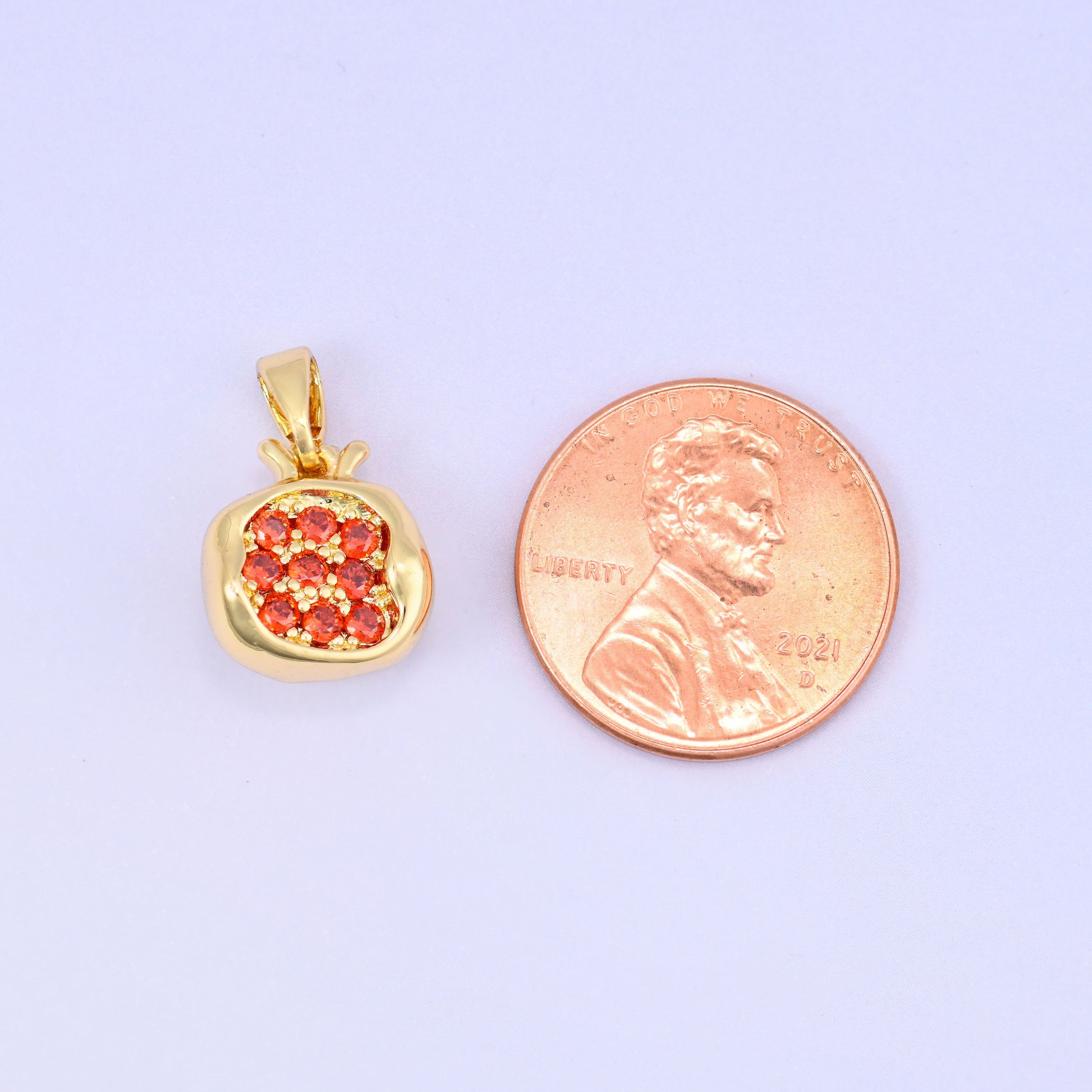 Half Pomegranate Charm Pendant, approximately 11.87mm x 11.36mm