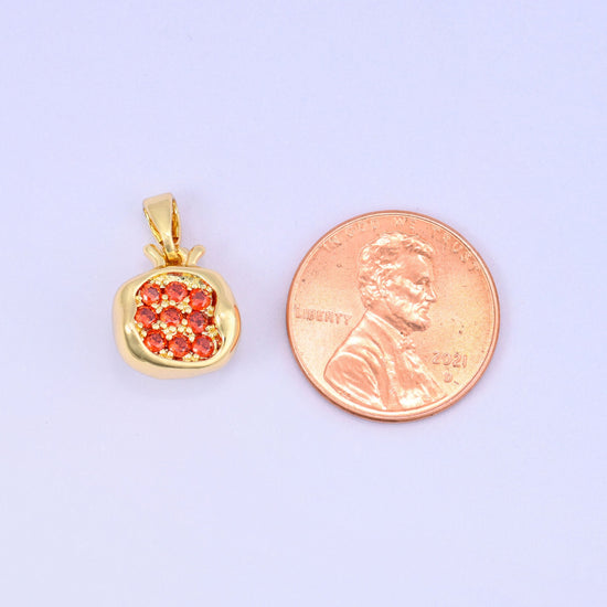Half Pomegranate Charm Pendant, approximately 11.87mm x 11.36mm