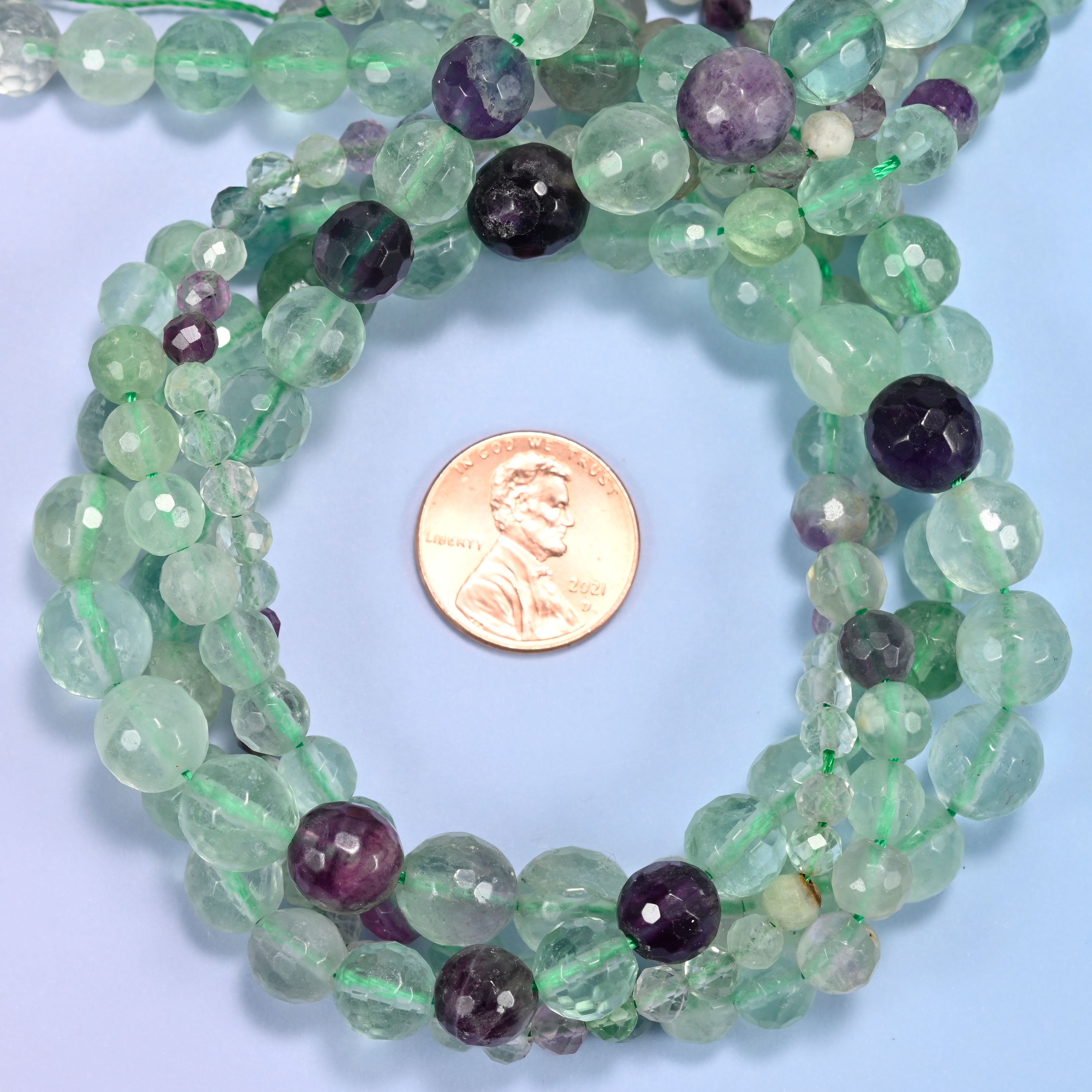 Fluorite Faceted Round Beads: Jewelry Making, 15 Inch Strand