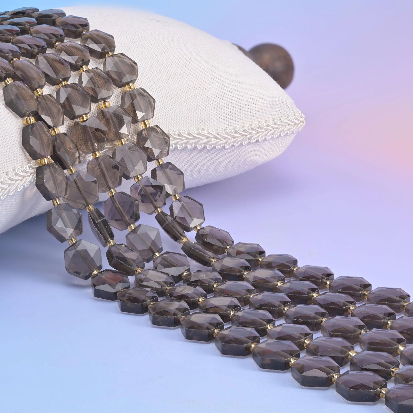 Ice Obsidian beads, flat hexagon shape, 12mm.