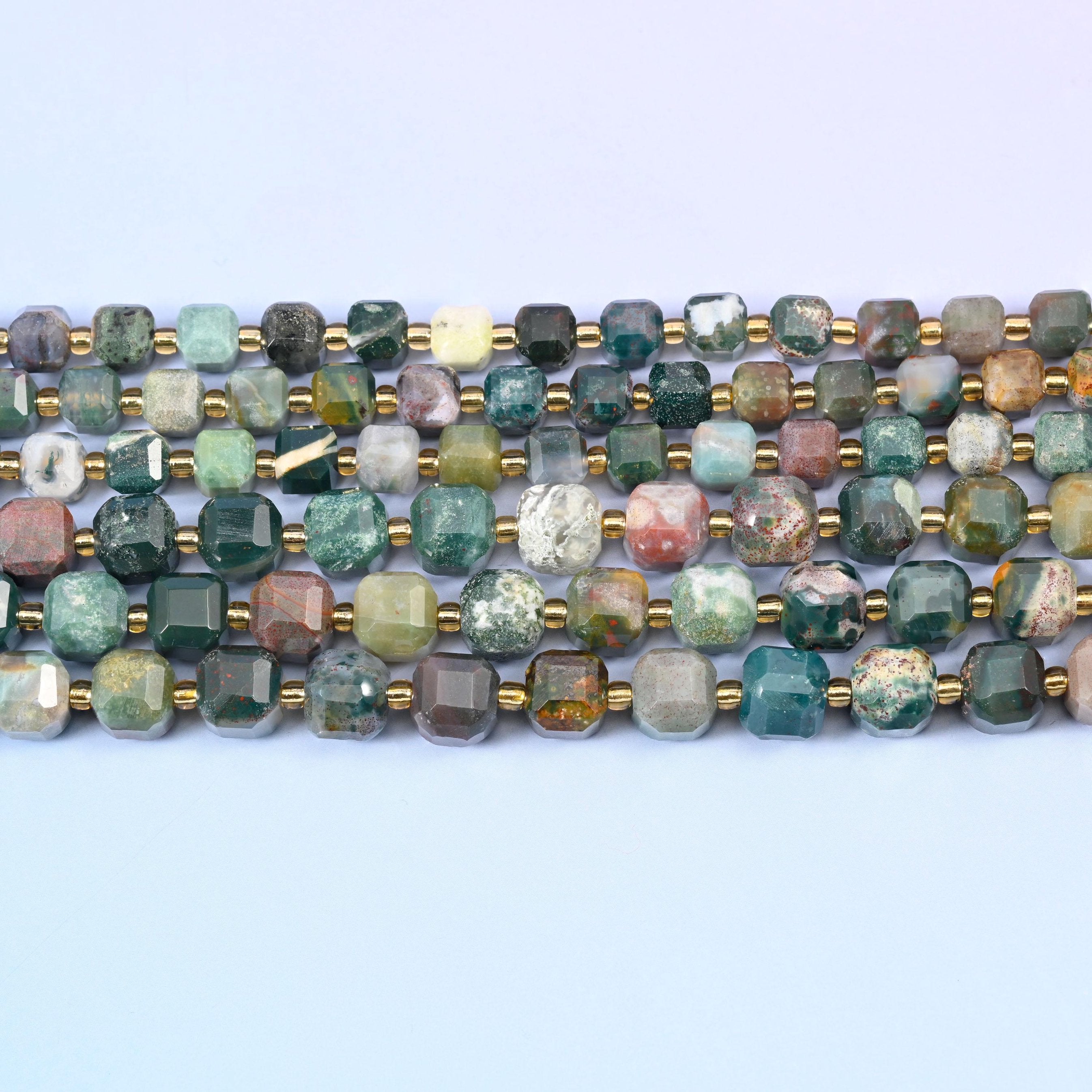 Ocean Jasper beads in sea green and teal with dusty pink and cream
