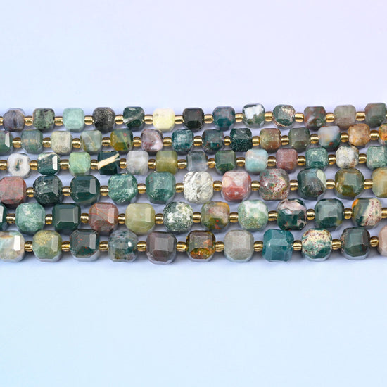 Ocean Jasper beads in sea green and teal with dusty pink and cream