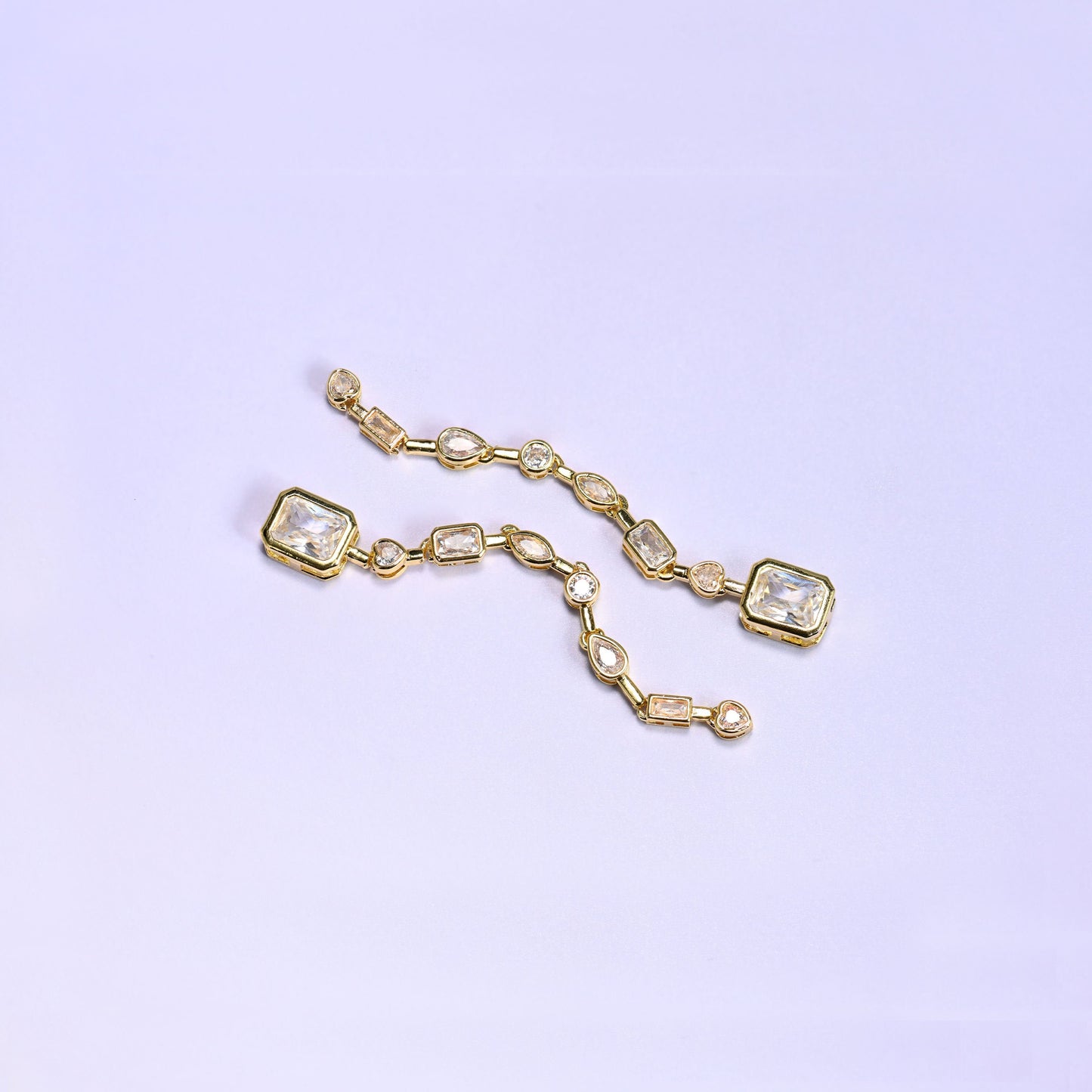 18K Gold Plated Bezel Zircon Chain Connector 67mm, 1 Piece