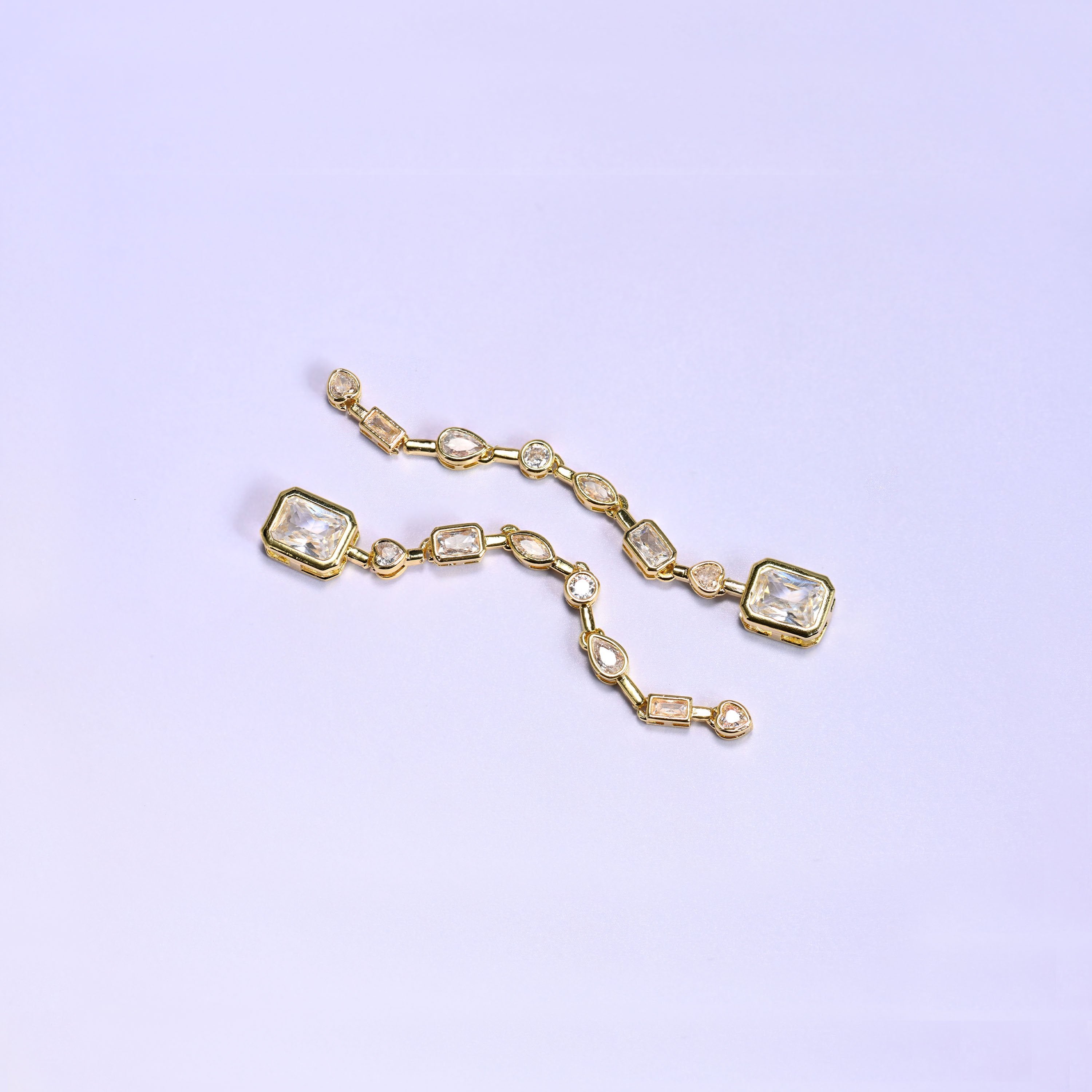 18K Gold Plated Bezel Zircon Chain Connector 67mm, 1 Piece