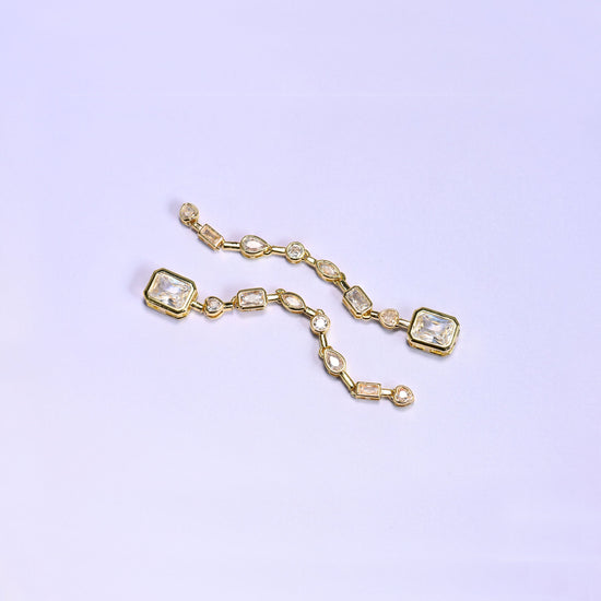 18K Gold Plated Bezel Zircon Chain Connector 67mm, 1 Piece
