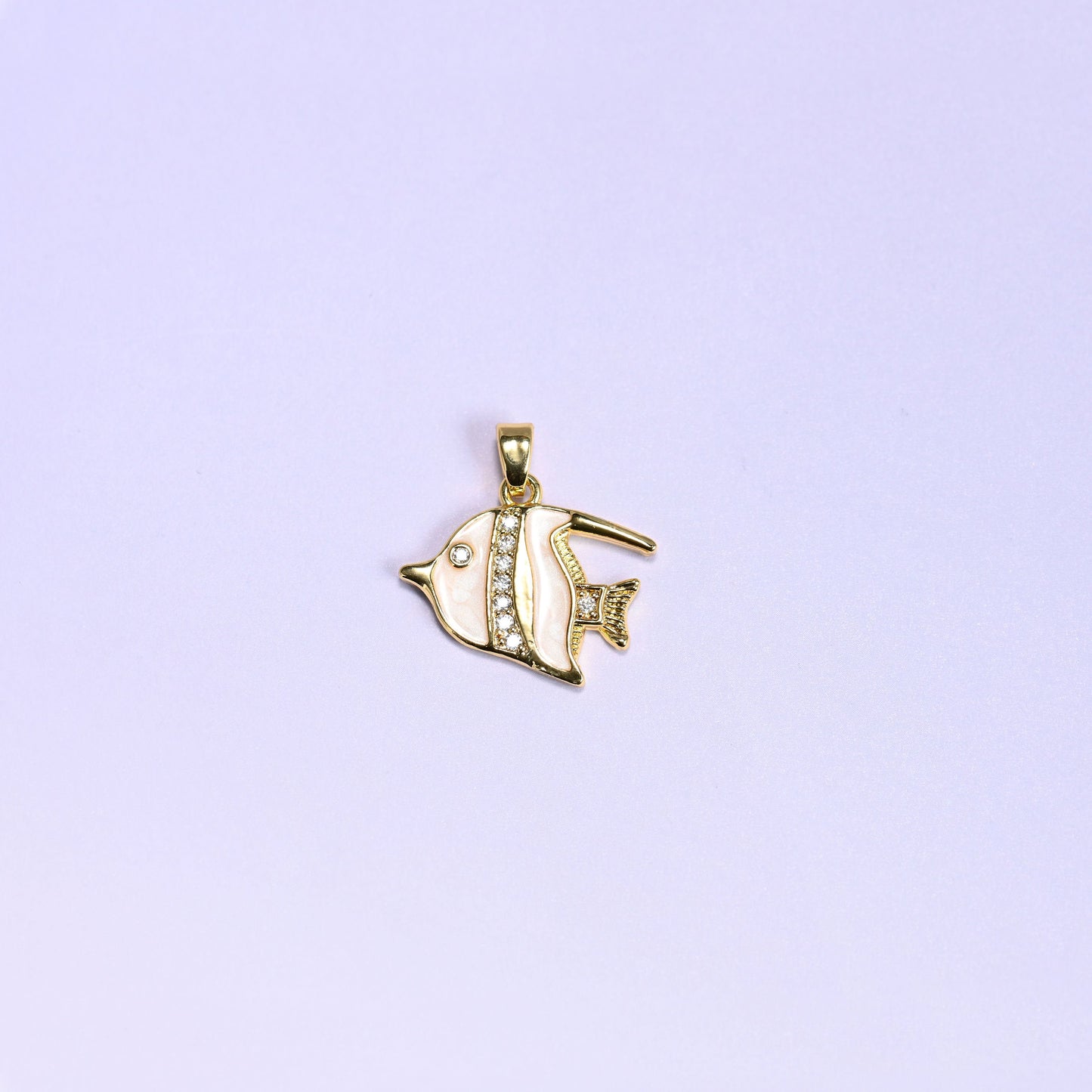 White Tropical Fish Zircon Charms