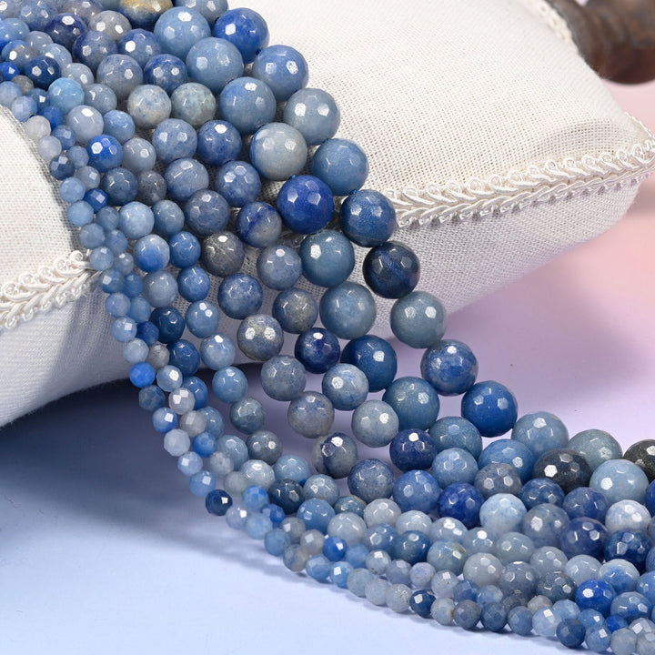 Denim Blue Aventurine Faceted Round Beads 4mm 6mm 8mm 10mm