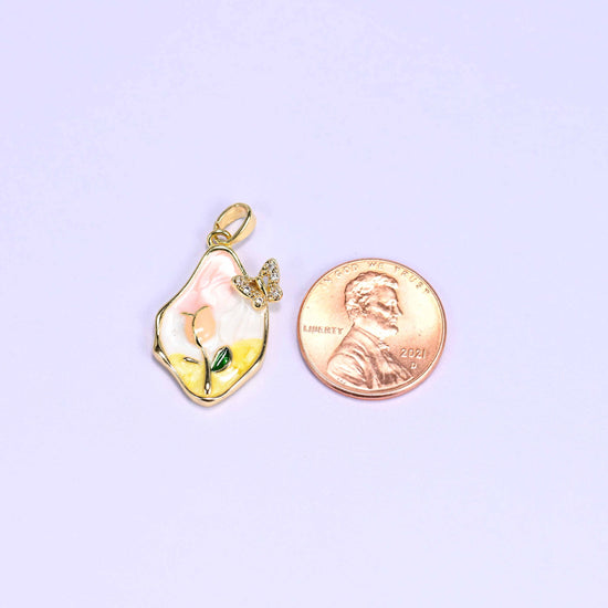 18K gold plated tulip butterfly charm, sold individually
