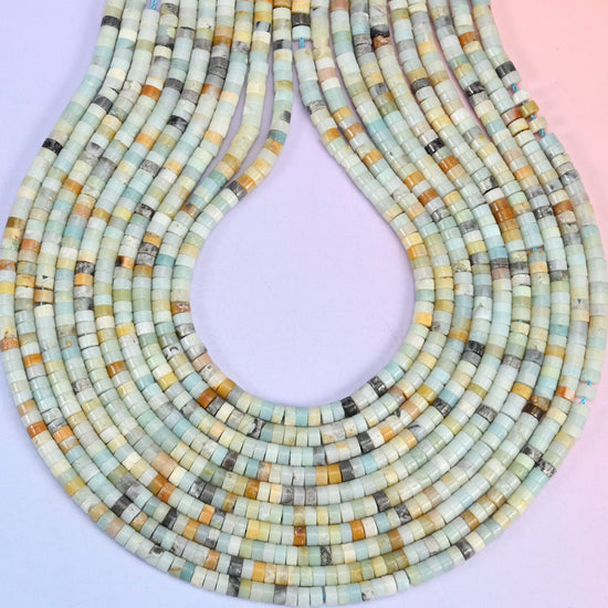 Multi-Color Amazonite Smooth Heishi Disc Beads, hole 1.0mm