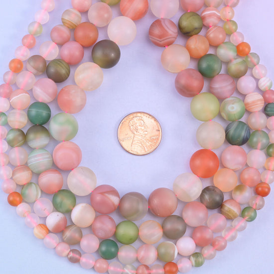 Multi-Color Yanyuan Agate Matte Round Beads for jewelry making
