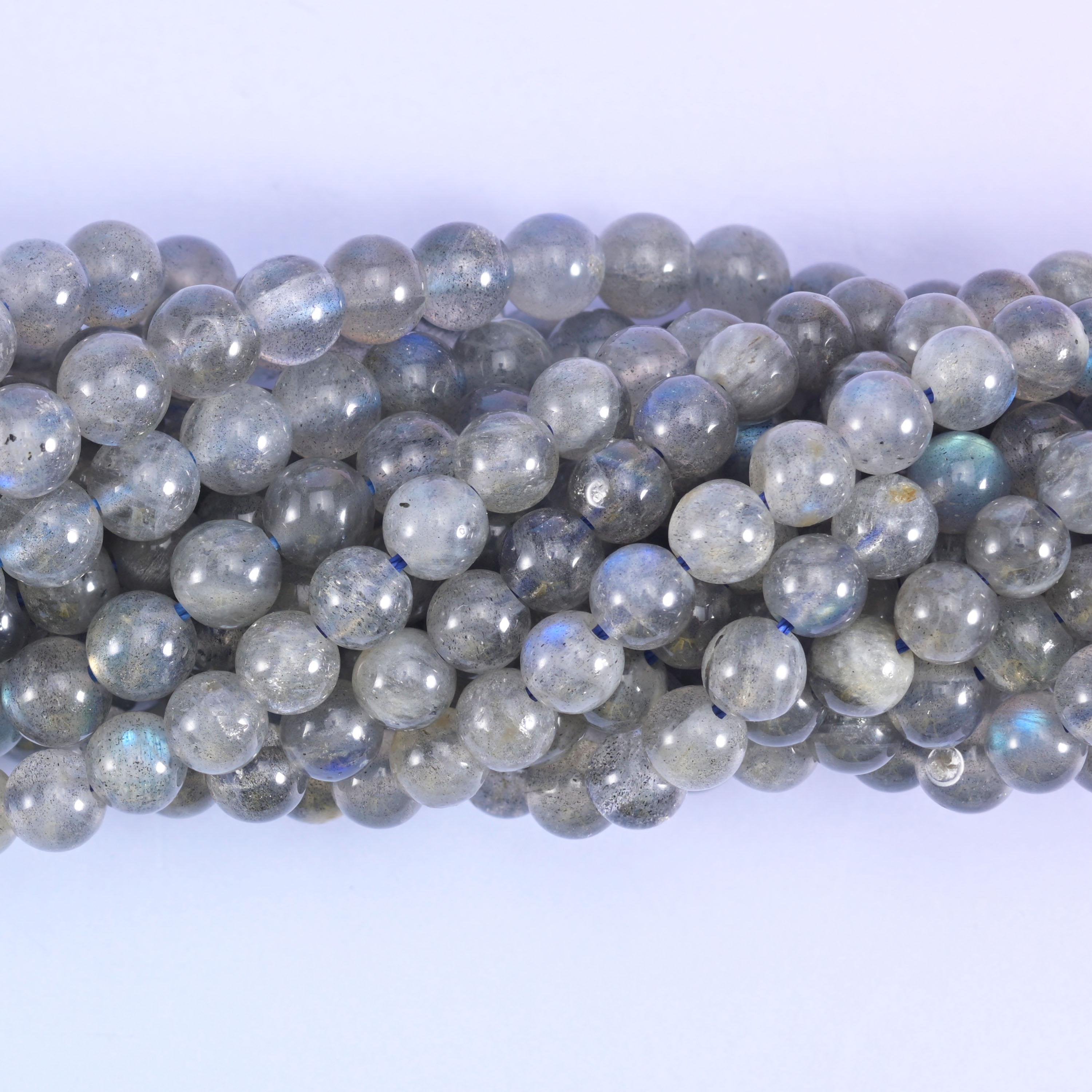 White labradorite round beads, centre-drilled hole approximately 0.8mm to 1.0mm
