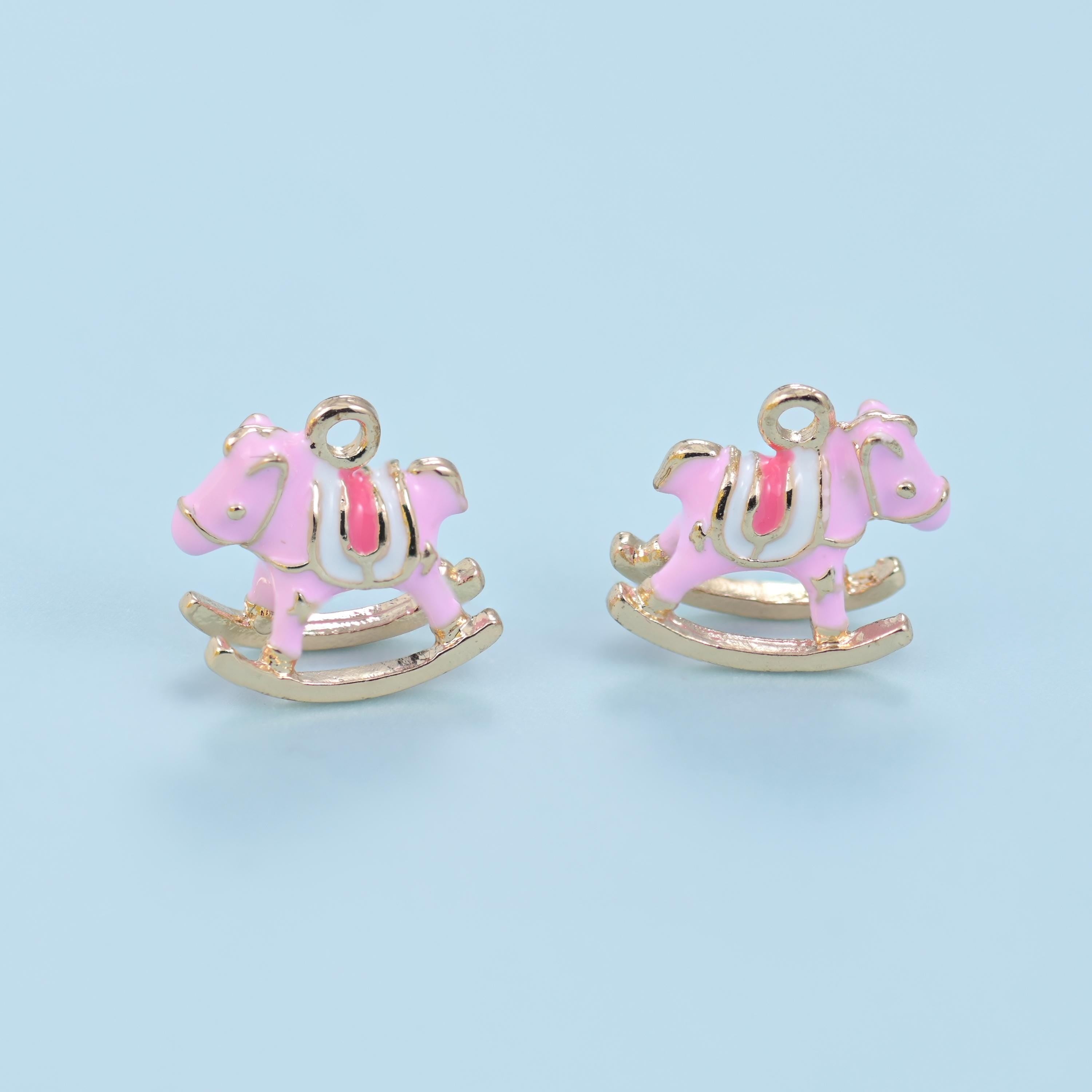 Enamel Rocking Horse Charm 13x12mm, lead free and nickel free