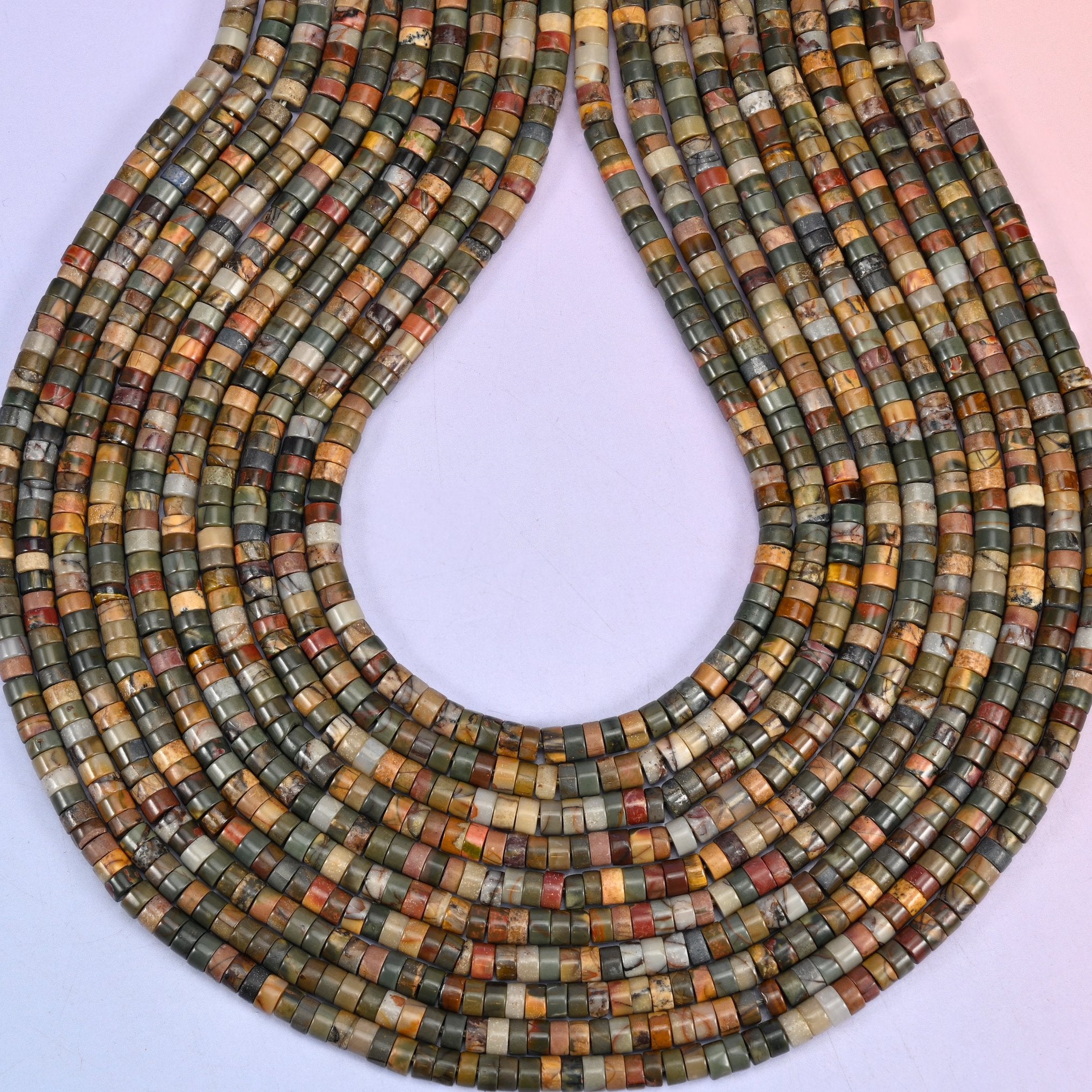 Creek Jasper Smooth Heishi Disc Beads: Jewelry Making Supply, 15.5 Inch Strand