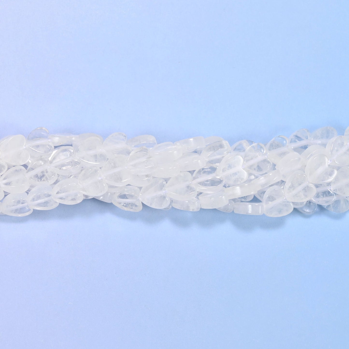 Clear Quartz Flat Heart Beads 6mm, approximately 68 beads per strand