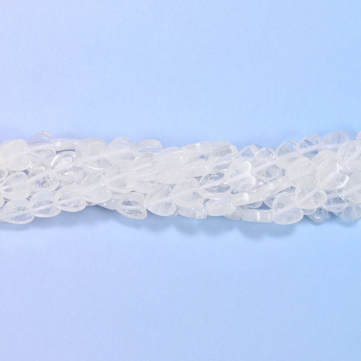 Clear Quartz Flat Heart Beads 6mm, approximately 68 beads per strand