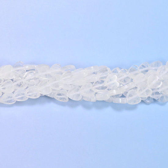 Clear Quartz Flat Heart Beads 6mm, approximately 68 beads per strand